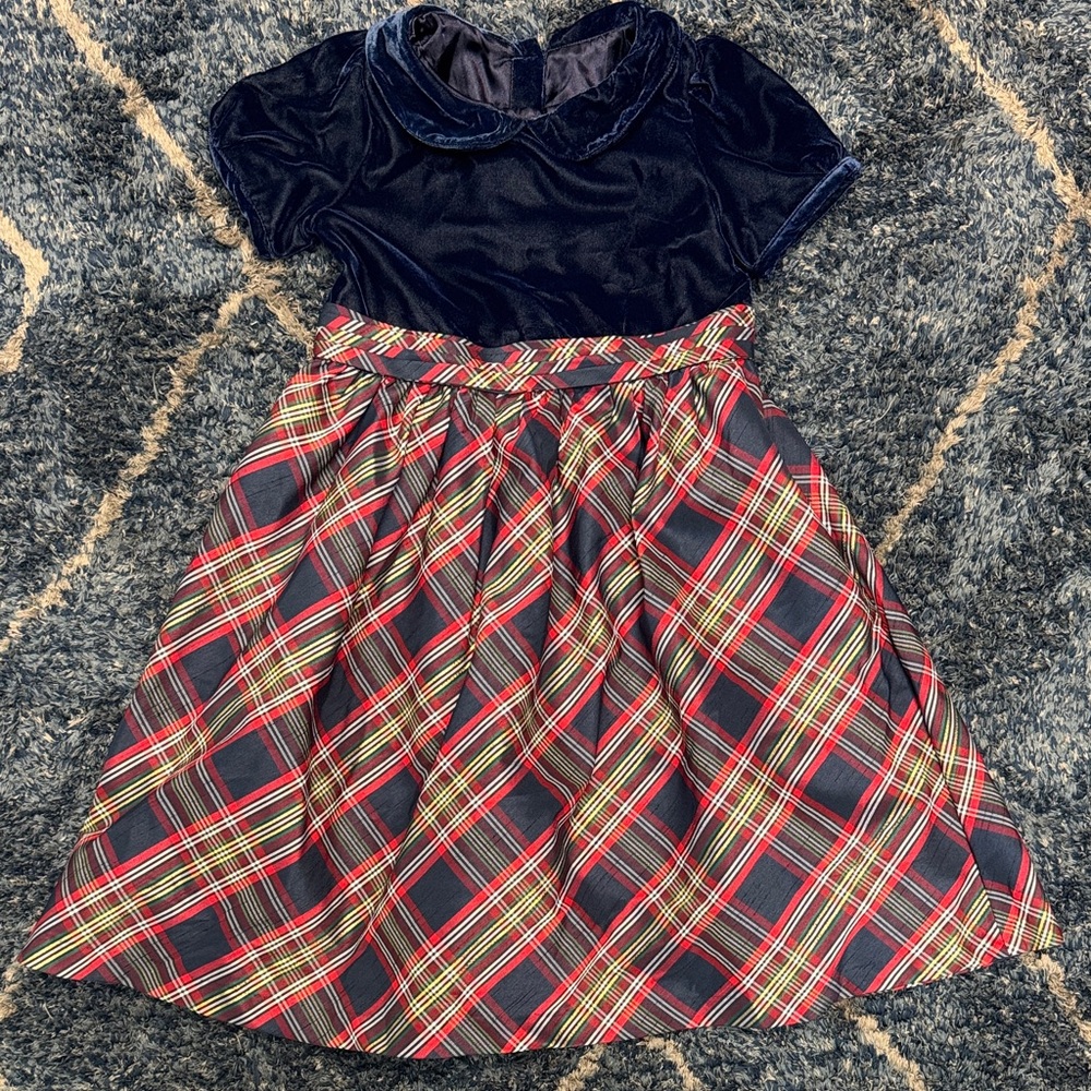 Gymboree holiday Plaid Velvet girl Dress size 8